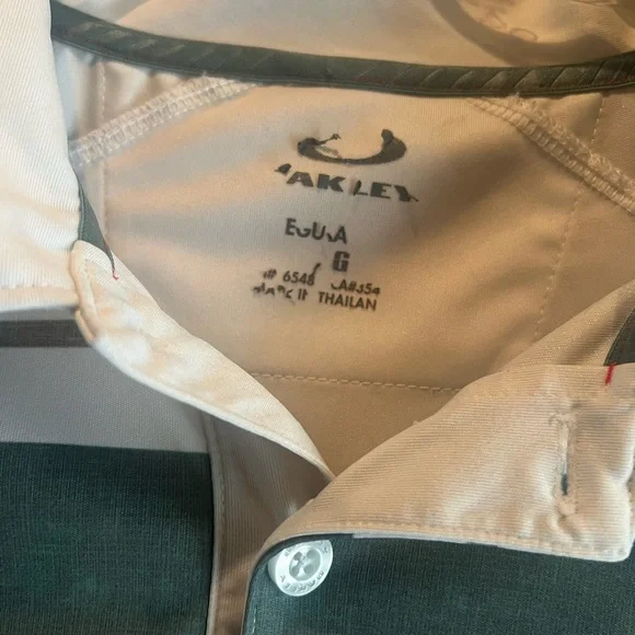 Oakley Large Green and White Striped Polo Shirt - Picture 3 of 6